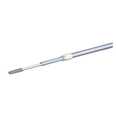 Metal rod with a white handle on a white background