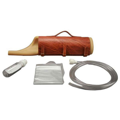 brown cilinder box with half circle tip and transparent hose