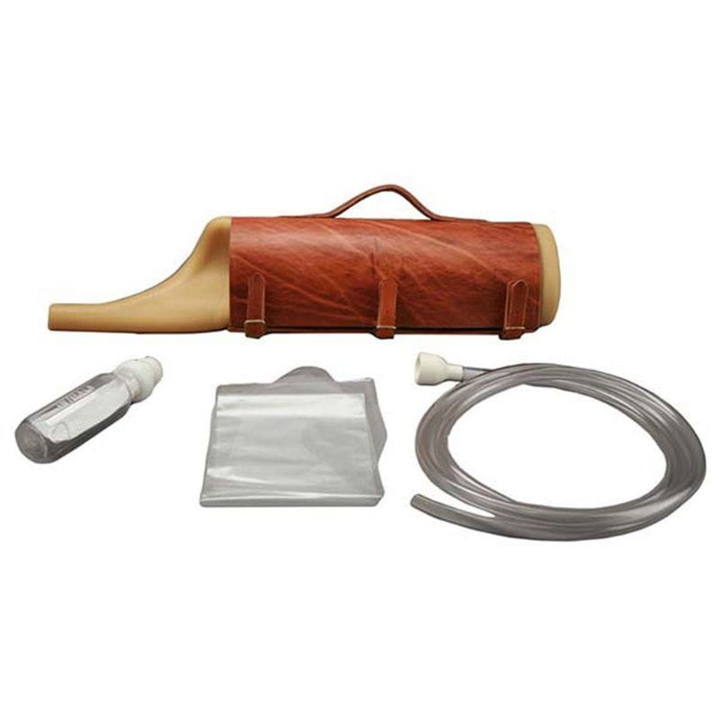 brown cilinder box with half circle tip and transparent hose