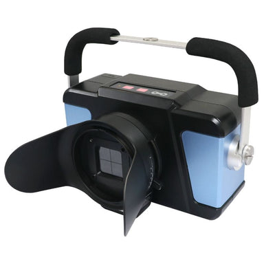 Camera with a handle on a white background