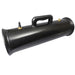 Black cylindrical propane tank with handle on a white background
