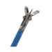 Metal tool with blue handle on a white background