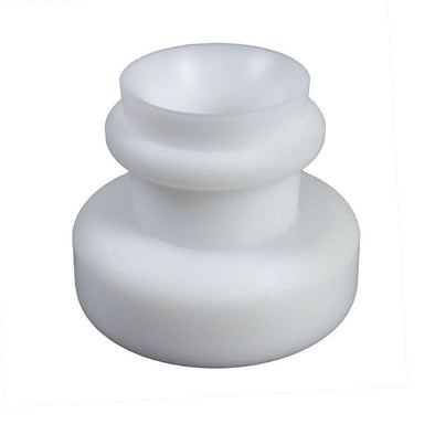 White plastic knob on a white background