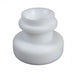White plastic knob on a white background