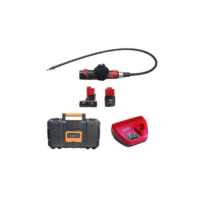 Drive Kit including belt-worn motor, 66-inch flexible cable assembly, two lithium-ion batteries, charger, and black carrying case