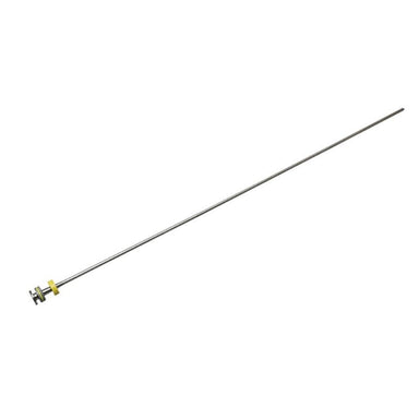 Long metal rod with a yellow cap on a white background