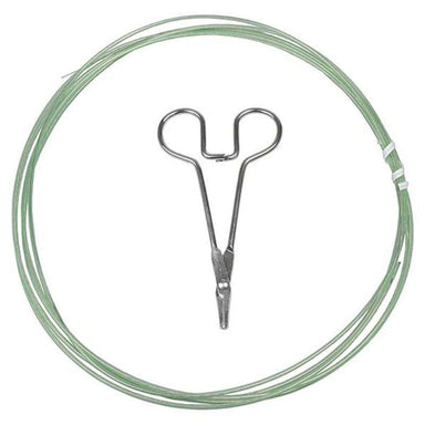 Green tube (Endoscope swab) with scissor forceps on white background 