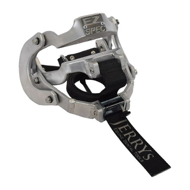Silver foot pedal with black strap and 'Jerrys' branding on a white background