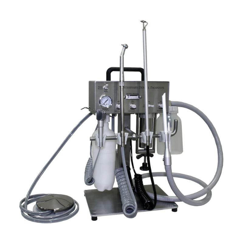 Equine Periodontal System complete horse dental workstation with specialized hand pieces in white background