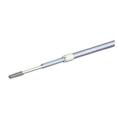 Metal rod with a white connector on a white background