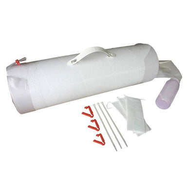 White inflatable pool float with accessories on a white background
