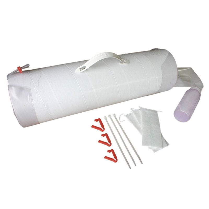 White inflatable pool float with accessories on a white background