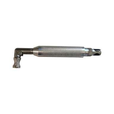 Metal tool with textured grip on a white background