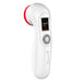 A white handheld electronic beauty device with a red circular head, a small digital display screen, and a gray control button. The brand name 'AMERICA' is printed vertically near the bottom.