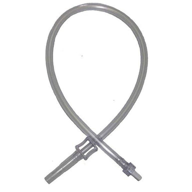 Clear plastic tube with a connector on a white background