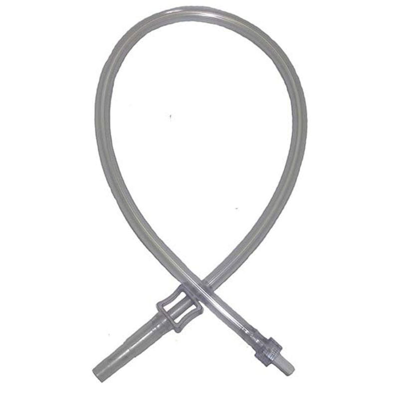 Clear plastic tube with a connector on a white background