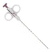 Surgical instrument with a long shaft and circular handle on a white background