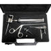 Set of medical instruments in a black case with a brand logo.