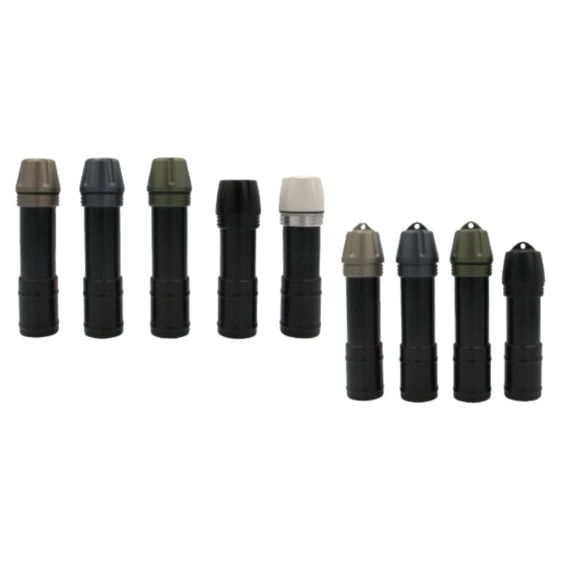 nine cylinder shaped batteries for PowerLaser on white background