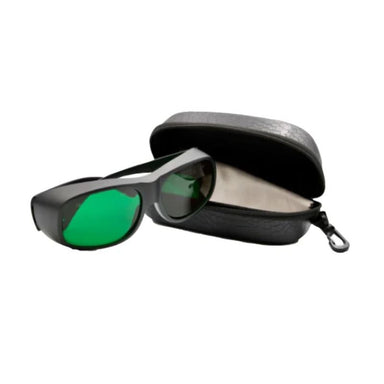 protective glasses green glass in white background 