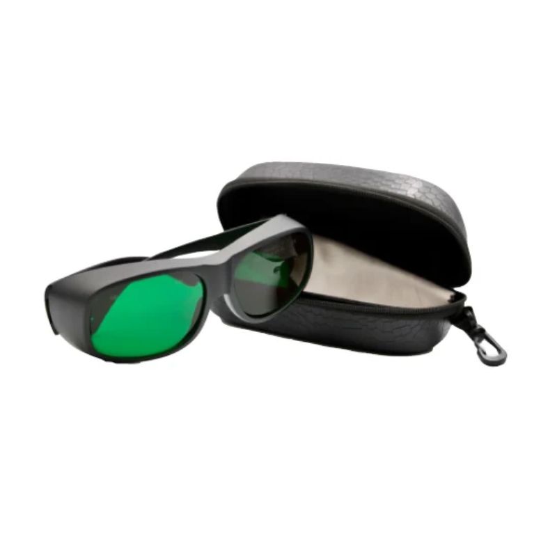 protective glasses green glass in white background 