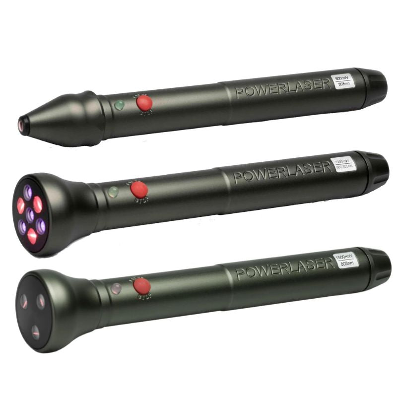 PowerMedic Class 3B Laser VET Expert Bundle including Basic500, Basic1200, and Basic1500 handheld veterinary lasers