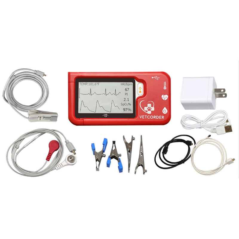 Vetpro Sensor Vetcorder™ Pro Portable Patient Monitor with Temperature Cable Bundle ...