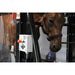 Horse looking at a control panel with red and black buttons