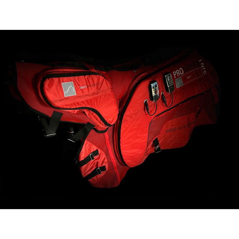 Red Horse blanket close up with black background