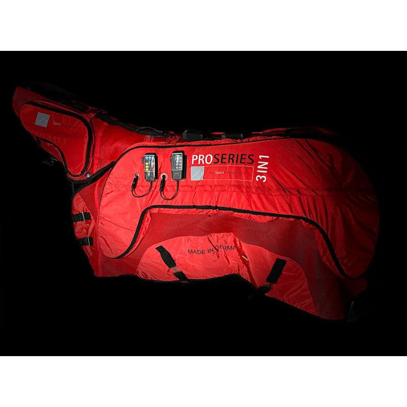 Red Pro Series horse blanket on a black background