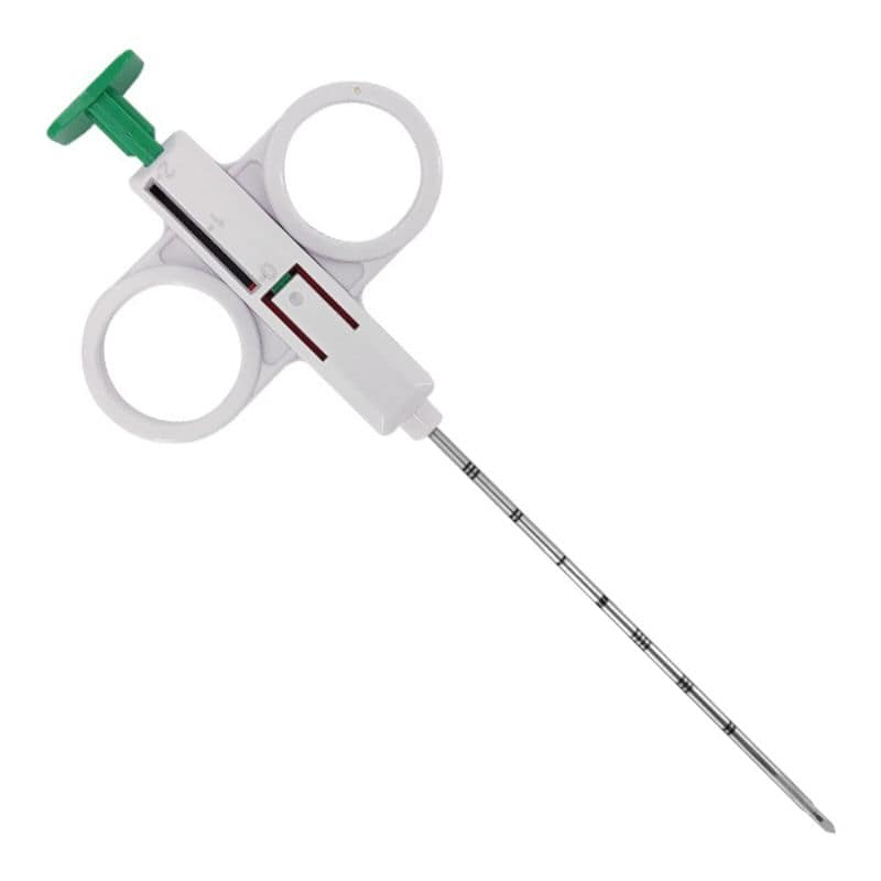 Medical tool with a needle on a white background