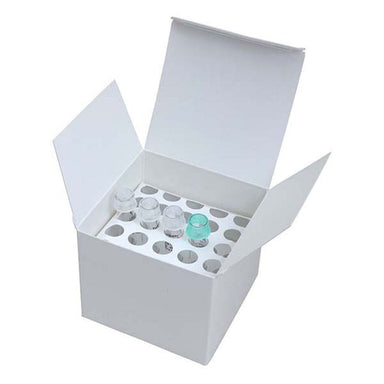 white box with tiny tubes inside on white background