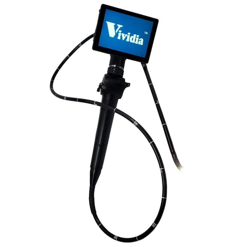 Endoscope monitor on a stick white background