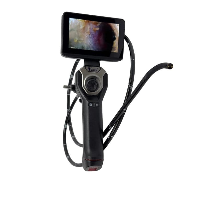 Endoscope with digital display on a white background