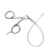 Stainless steel surgical scissors with a long needle on a white background