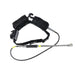 Equine dental motor system with a black waist belt, flexible cable, and long stainless steel driving shaft on a white background.