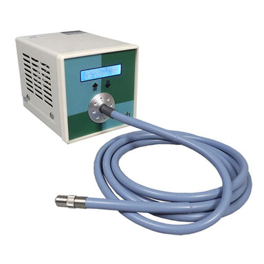 Control panel with hose and digital display on a white background