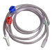 Clear plastic tubing with various colored connectors on a white background