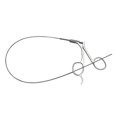 Surgical forceps with a cable on a white background