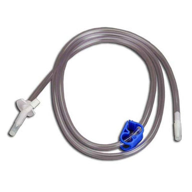Clear plastic tubing with connectors on a white background
