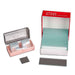 two boxes with red top containing glass slides