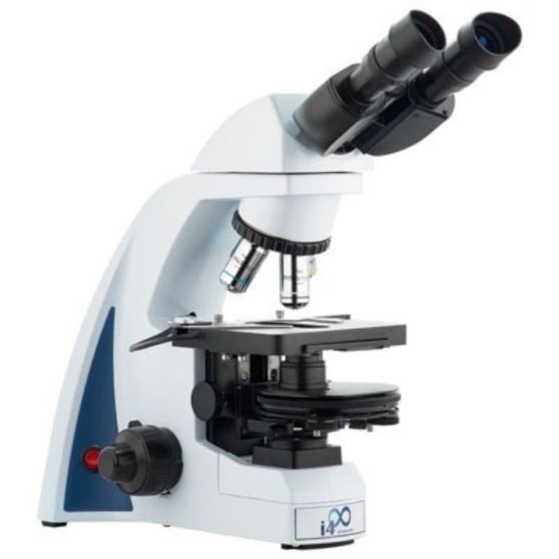 Microscope with a white and blue design on a white background