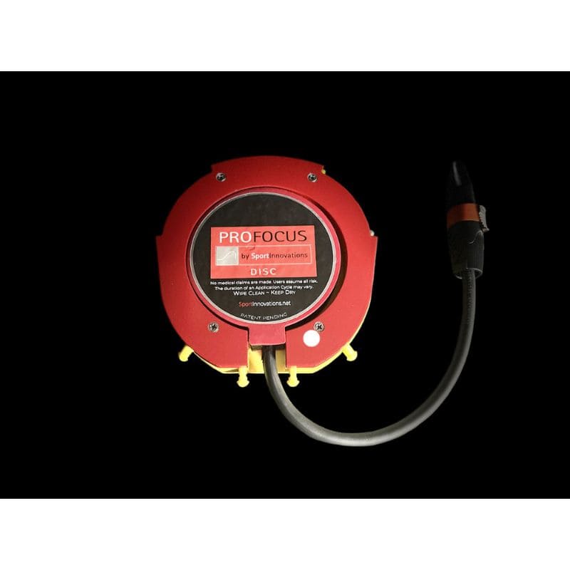 Red ProFocus extension cord reel with black background
