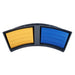 Two-toned yellow and blue object on a white background